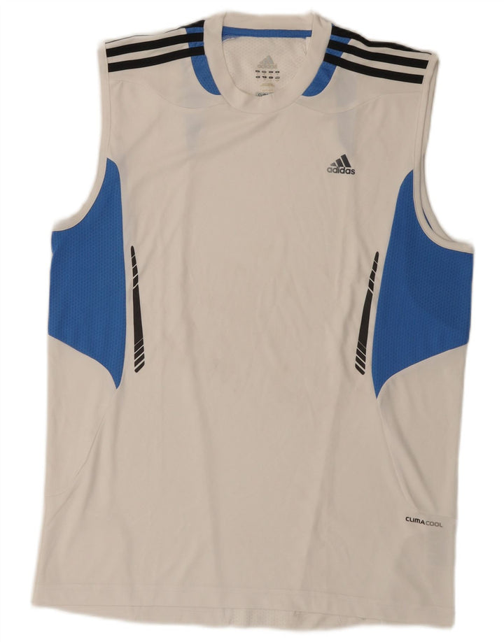 Adidas Mens Climacool Vest Top Medium White Colourblock Polyester