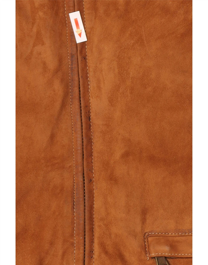Vintage Womens Suede Jacket IT 44 Medium Beige Leather
