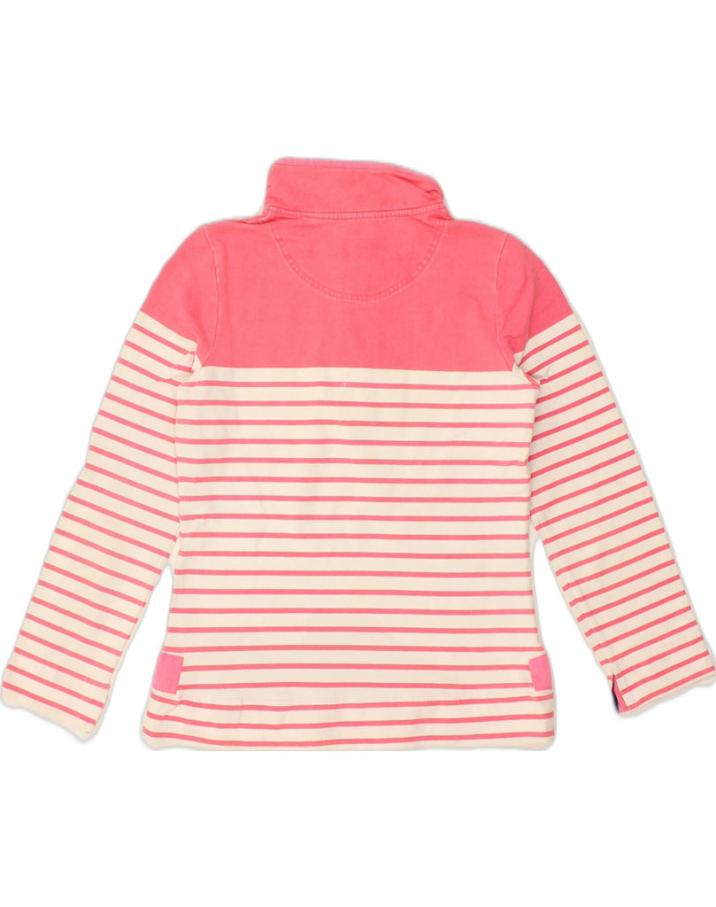 JOULES Womens Button Neck Sweatshirt Jumper UK 10 Small Pink Striped | Vintage Joules | Thrift | Second-Hand Joules | Used Clothing | Messina Hembry 