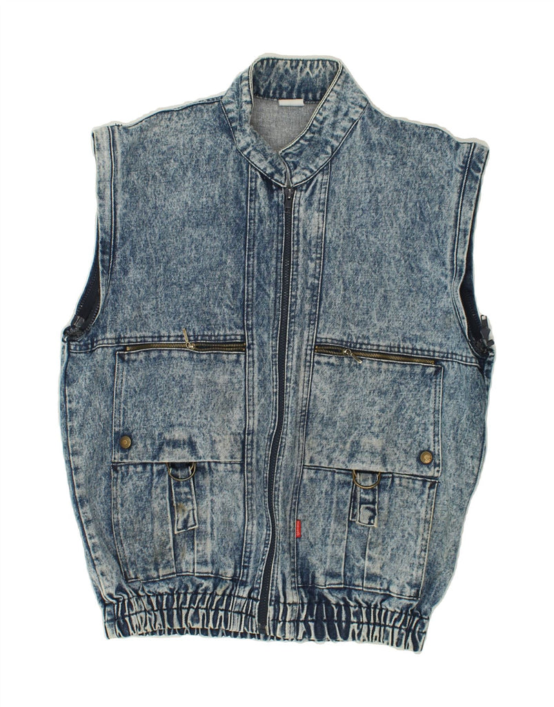 VINTAGE Mens Denim Gilet UK 38 Medium Blue | Vintage Vintage | Thrift | Second-Hand Vintage | Used Clothing | Messina Hembry 