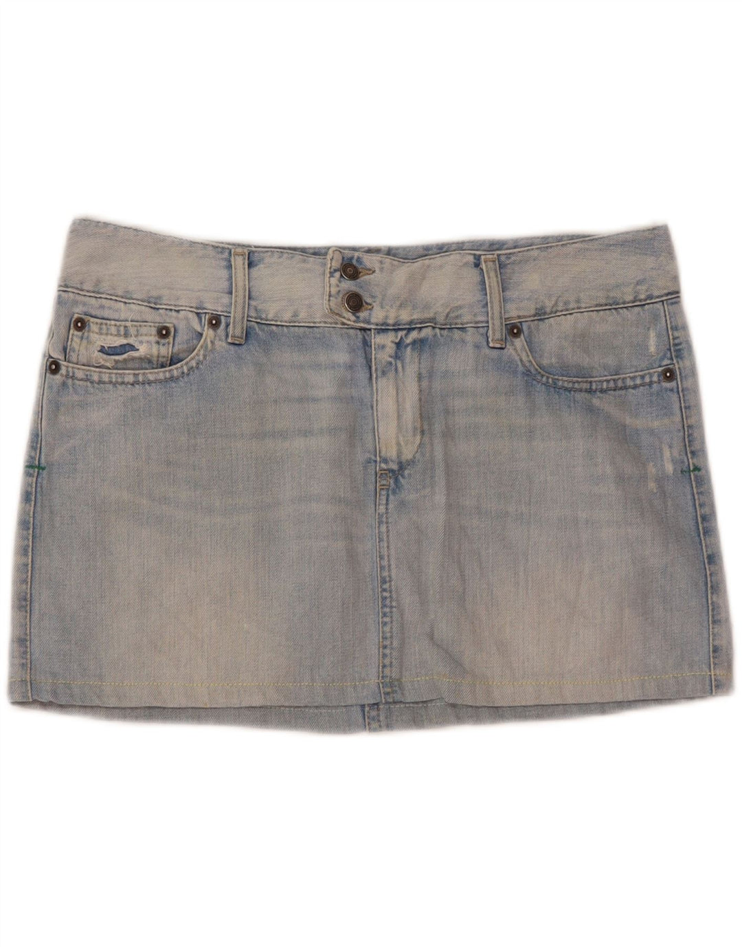 Benetton Womens Denim Mini Skirt IT 46 Large W35  Blue Cotton