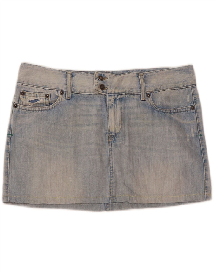 Benetton Womens Denim Mini Skirt IT 46 Large W35  Blue Cotton