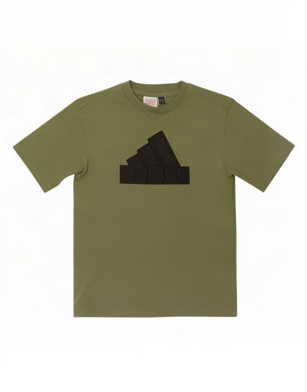 Adidas Boys Graphic T-Shirt Top 9-10 Years Green Cotton