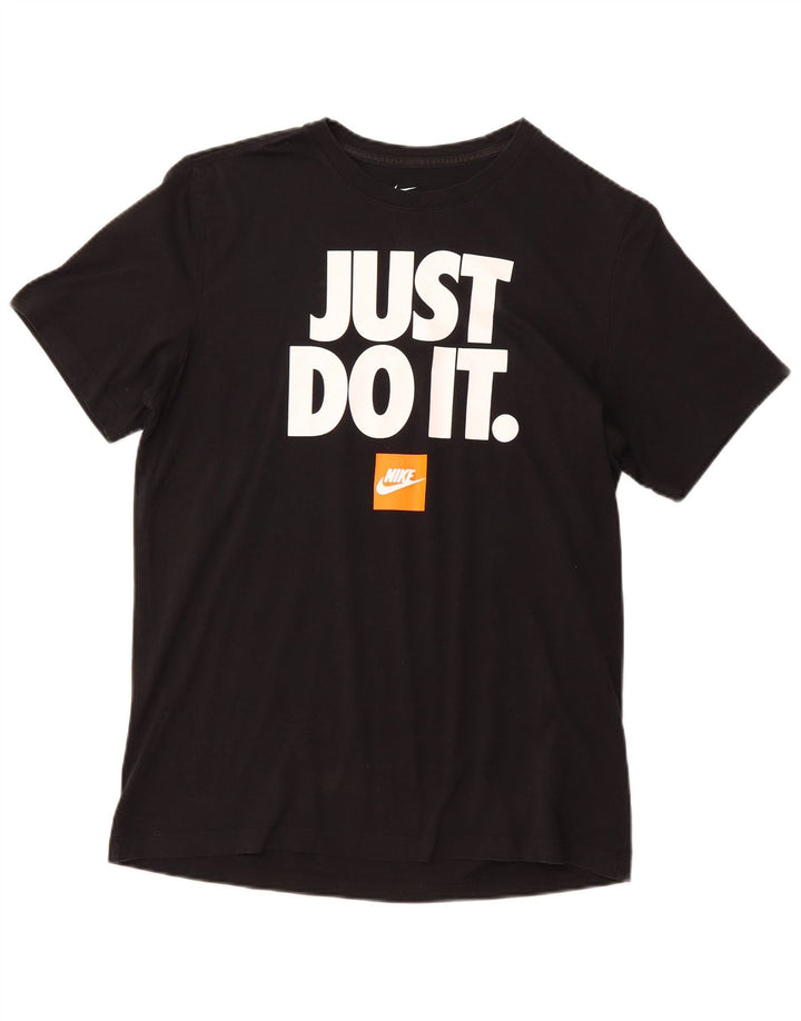 NIKE Mens Graphic T-Shirt Top Large Black Cotton