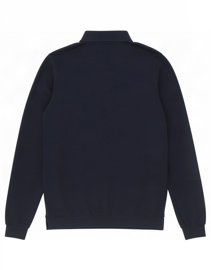 Massimo Dutti Mens Polo Neck Jumper Sweater Small Navy Blue Cotton