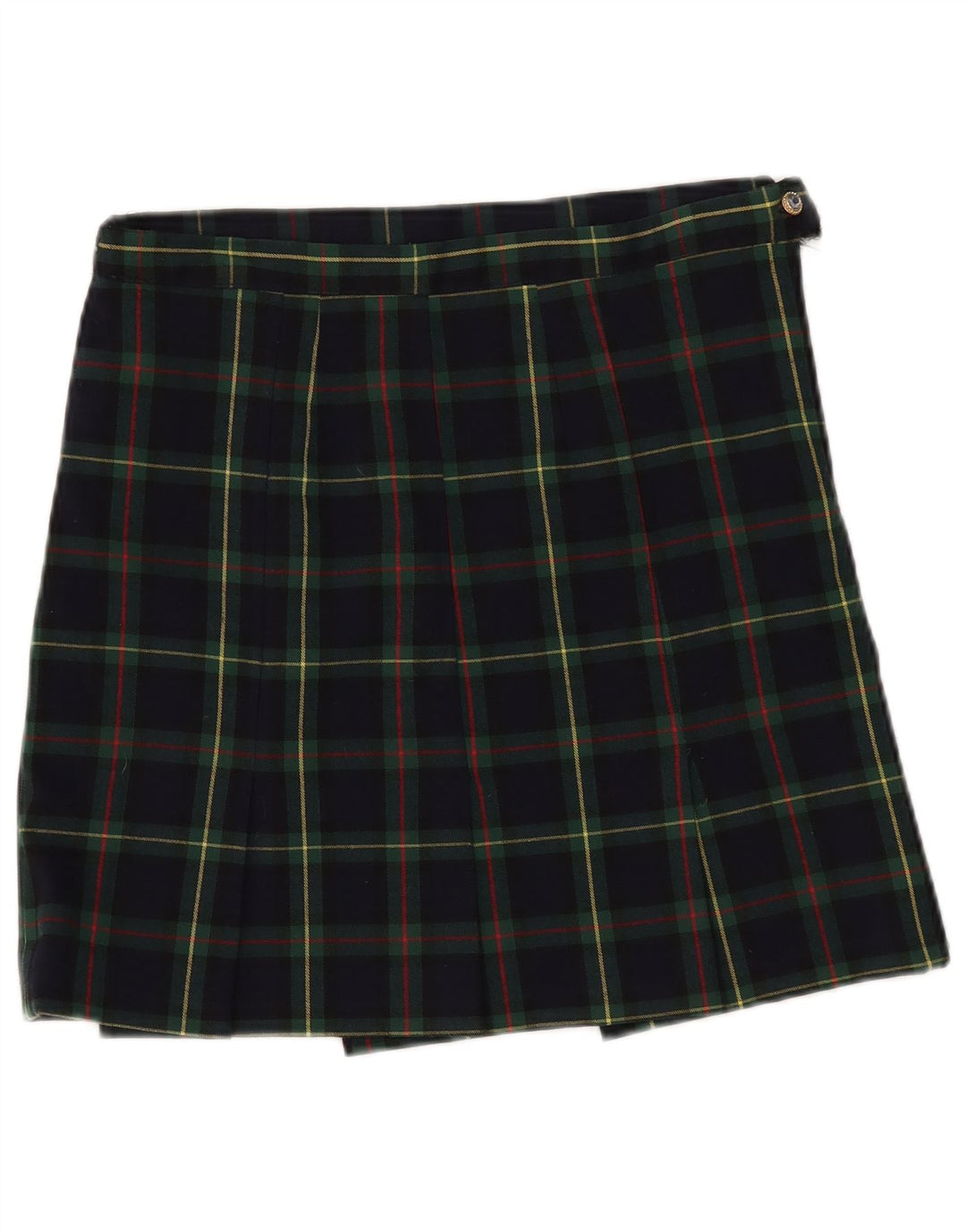 Vintage Womens Low Waist Mini Pleated Skirt W30 Medium Navy Blue Check
