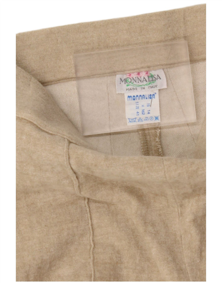 MONNALISA Womens High Waist Suit Trousers IT 41 Medium W24 L26 Beige
