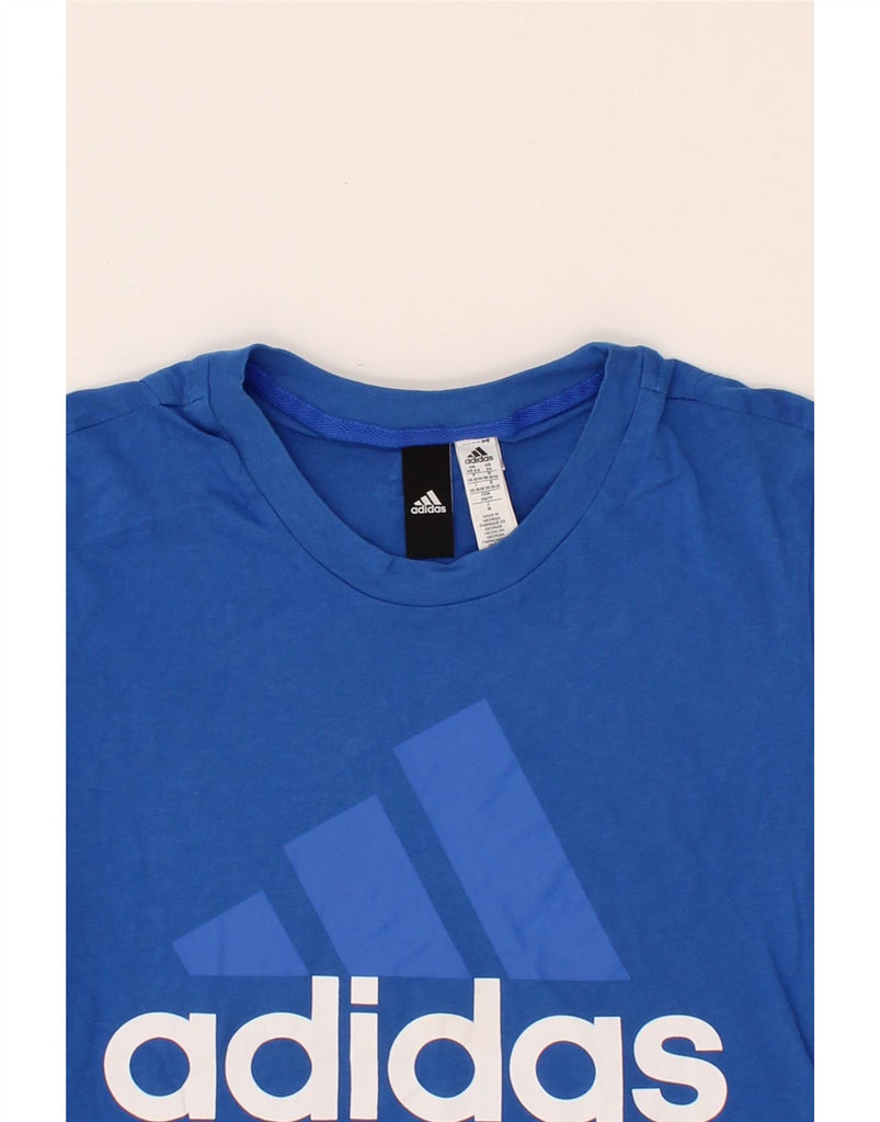 ADIDAS Womens Graphic T-Shirt Top UK 4/6 XS Blue Cotton Vintage Adidas and Second-Hand Adidas from Messina Hembry 