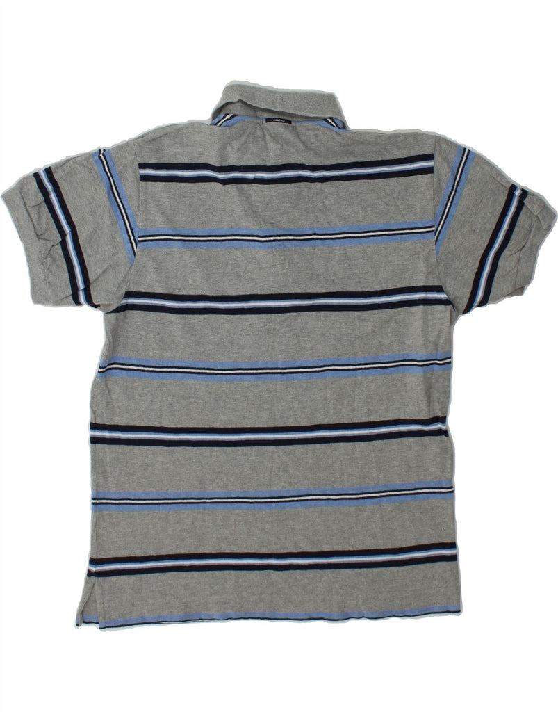 NAUTICA Mens Polo Shirt Small Grey Striped Cotton Vintage Nautica and Second-Hand Nautica from Messina Hembry 