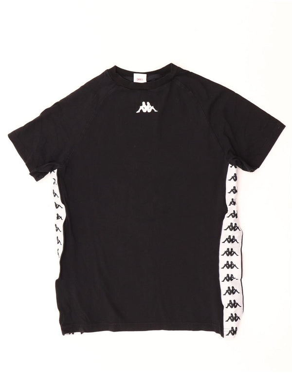 Kappa Womens Graphic T-Shirt Top UK 10 Small Black Colourblock Cotton