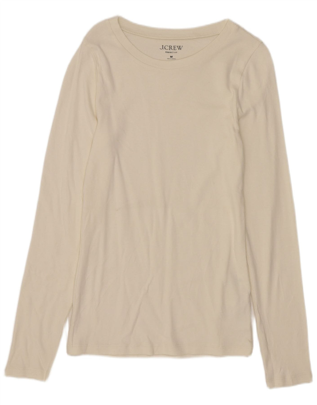 J. Crew Womens Perfect Fit Top Long Sleeve UK 12 Medium White Cotton