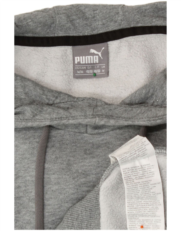 Puma Mens Graphic Hoodie Jumper Medium Grey Flecked Cotton