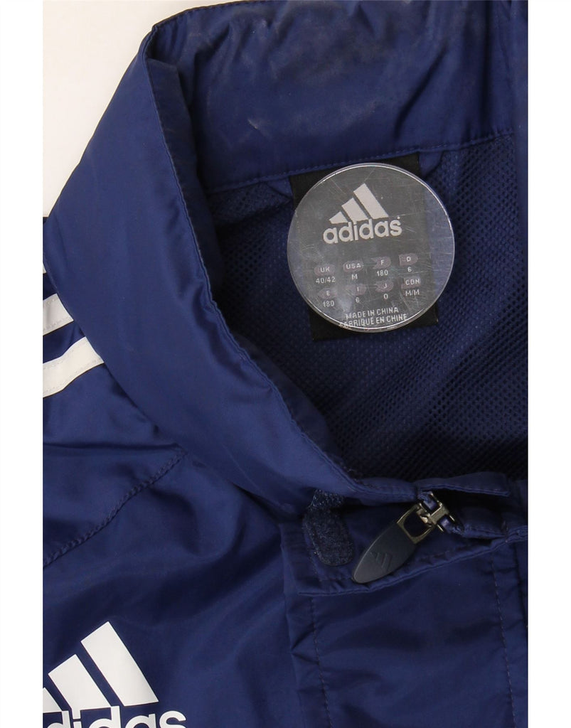 ADIDAS Mens Graphic Rain Jacket UK 40/42 Medium Navy Blue Vintage Adidas and Second-Hand Adidas from Messina Hembry 
