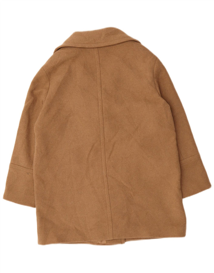 Marks & Spencer Womens Oversized Pea Coat UK 14 Large Beige Wool