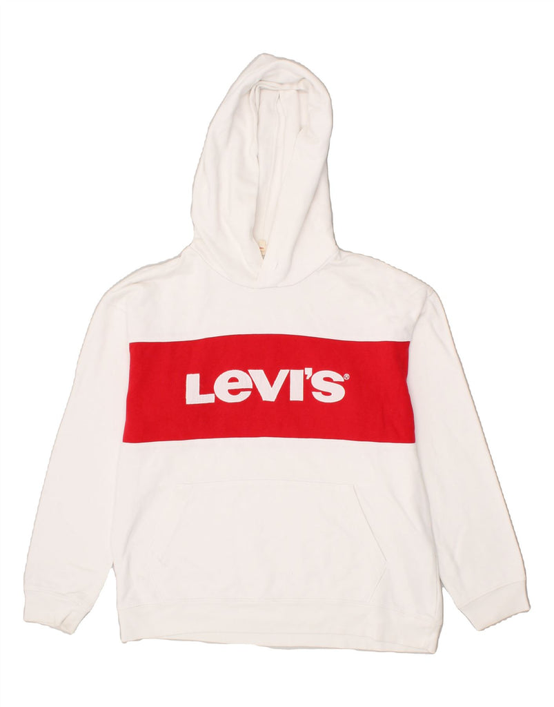 LEVI'S Mens Graphic Hoodie Jumper Small White Cotton | Vintage Levi's | Thrift | Second-Hand Levi's | Used Clothing | Messina Hembry 