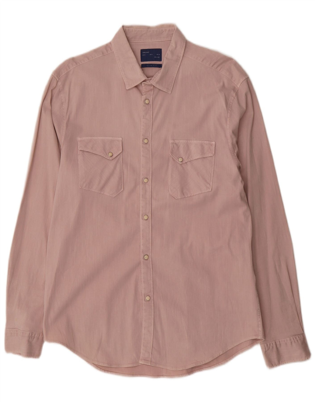 Zara Mens Slim Fit Shirt XL Pink Cotton
