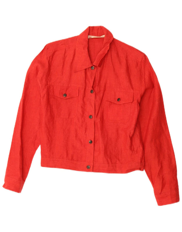 Blunauta Womens Crop Loose Fit Bomber Jacket UK 6 XS Red Linen