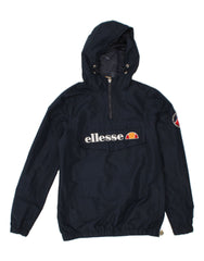 ELLESSE Womens Graphic Hooded Anorak Jacket UK 14 Medium Navy Blue