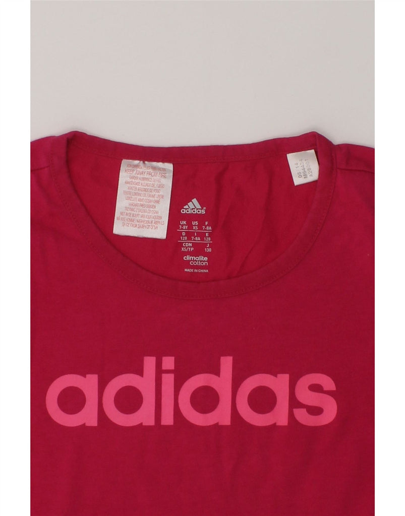 ADIDAS Girls Climalite Graphic T-Shirt Top 7-8 Years Pink Cotton | Vintage Adidas | Thrift | Second-Hand Adidas | Used Clothing | Messina Hembry 