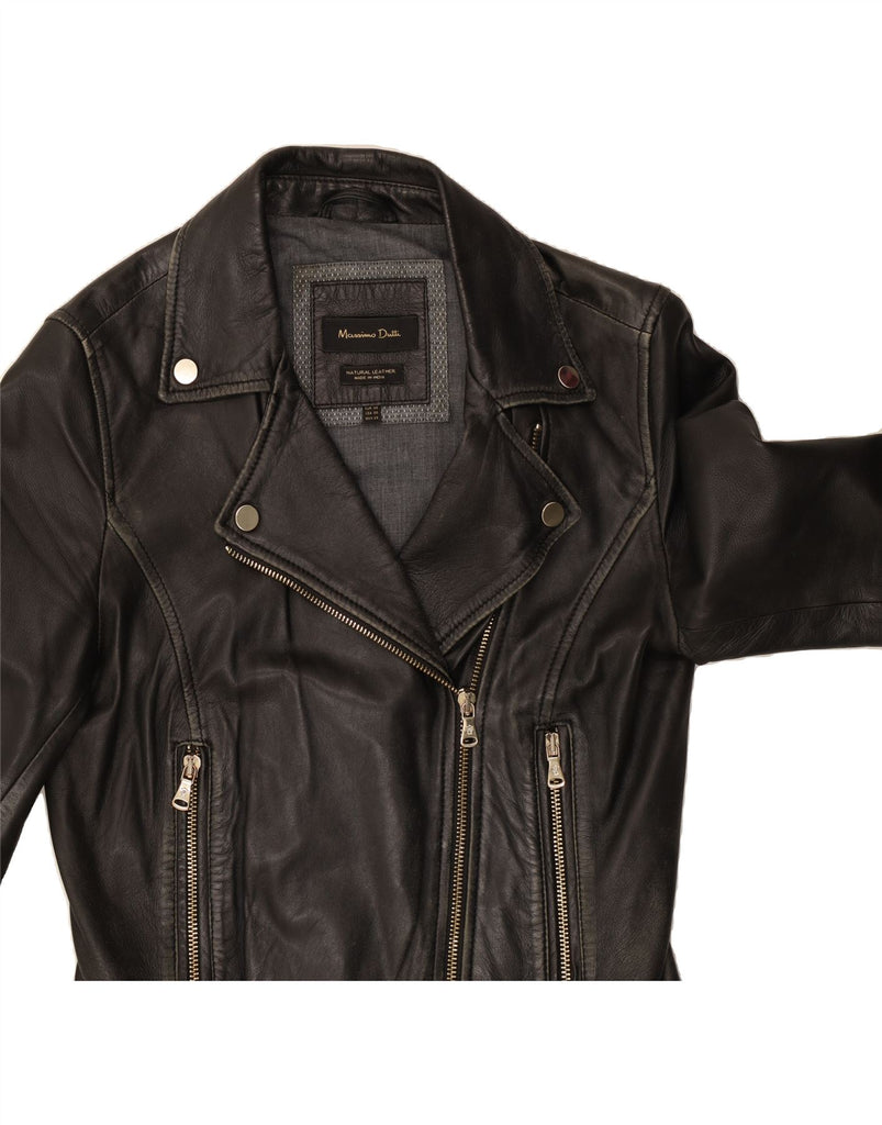 MASSIMO DUTTI Womens Leather Biker Jacket UK 6 XS Black Leather Vintage Massimo Dutti and Second-Hand Massimo Dutti from Messina Hembry 