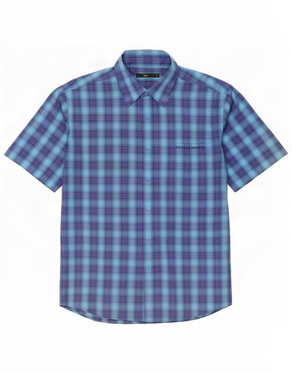 Lee Mens Short Sleeve Shirt XL Blue Check Cotton