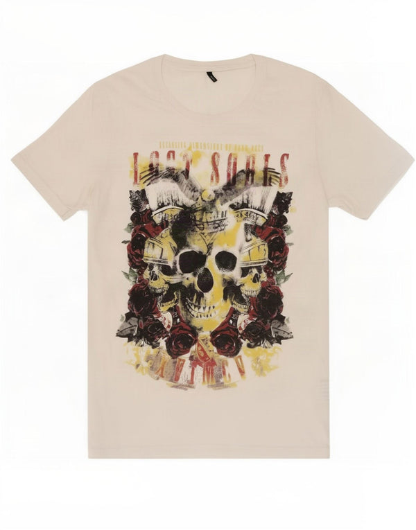 Benetton Mens Graphic T-Shirt Top Large White Cotton