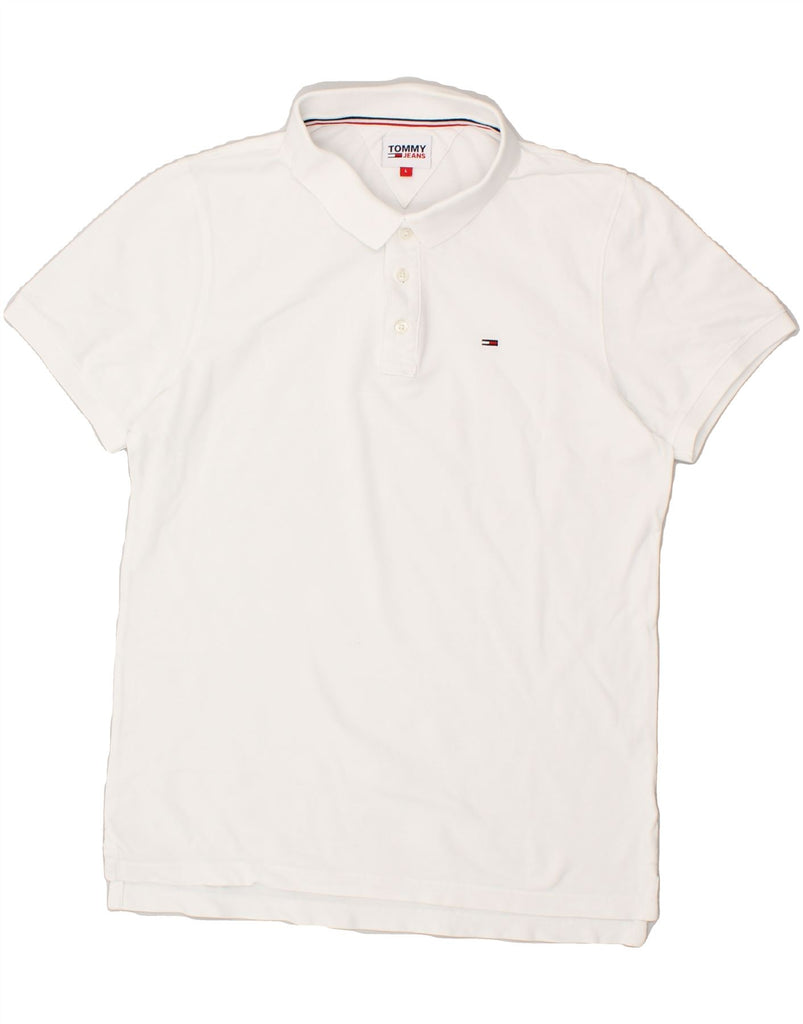 TOMMY HILFIGER Mens Polo Shirt Large White Cotton | Vintage Tommy Hilfiger | Thrift | Second-Hand Tommy Hilfiger | Used Clothing | Messina Hembry 