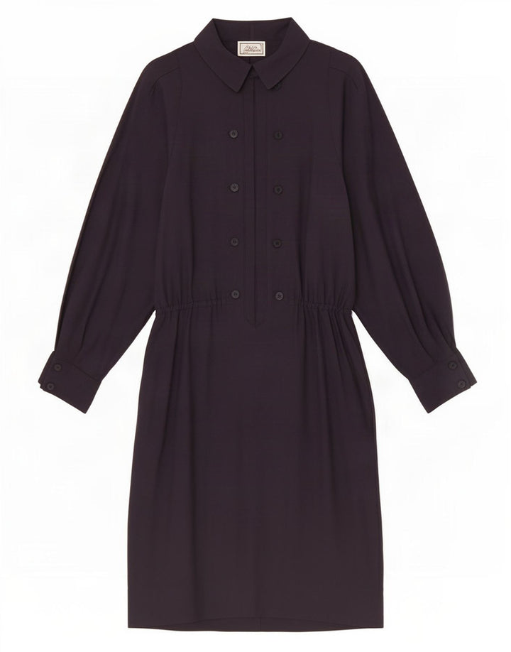 Luisa Spagnoli Womens A-Line Dress IT 44 Medium Navy Blue Wool
