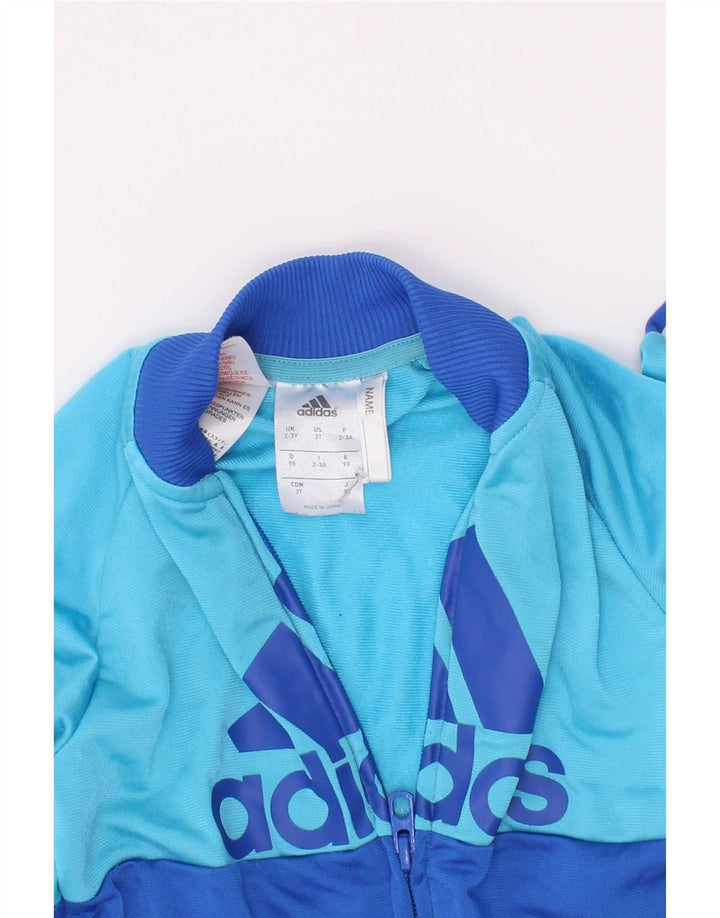 Adidas Boys Graphic Tracksuit Top Jacket 2-3 Years Blue Colourblock