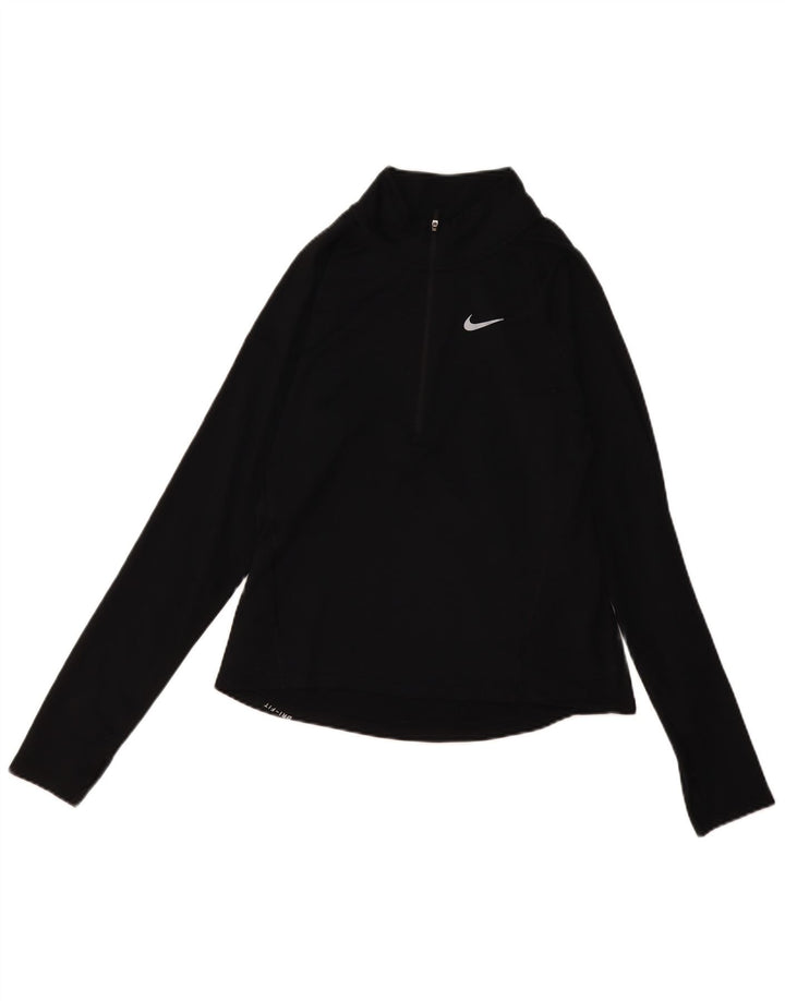 Nike Womens Dri Fit Zip Neck Pullover Tracksuit Top UK 10 Small Black