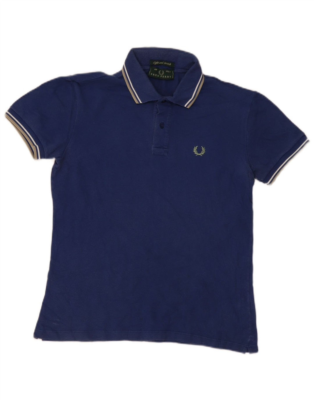 Fred Perry Mens Polo Shirt Small Navy Blue Striped Cotton
