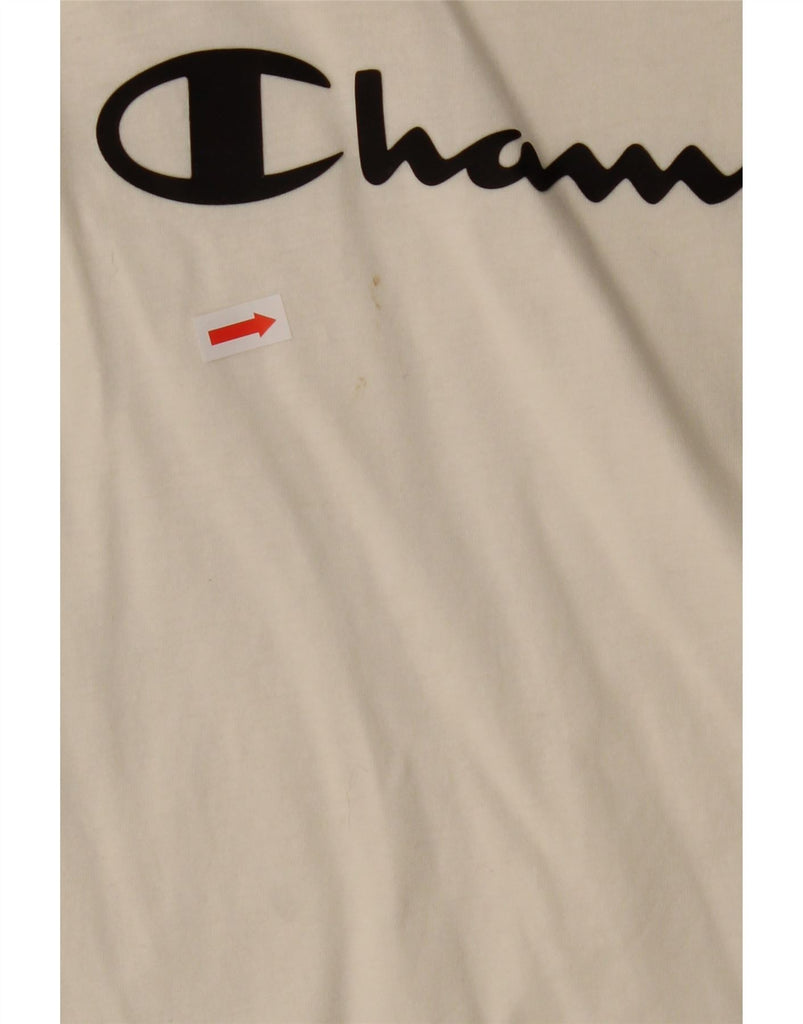 CHAMPION Womens Graphic T-Shirt Top UK 12 Medium White Cotton Vintage Champion and Second-Hand Champion from Messina Hembry 