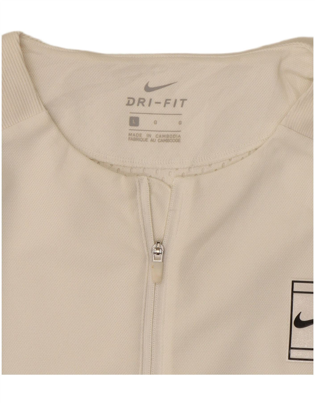 Nike Womens Dri Fit Crop Tracksuit Top Jacket UK 16 Large White Polyester