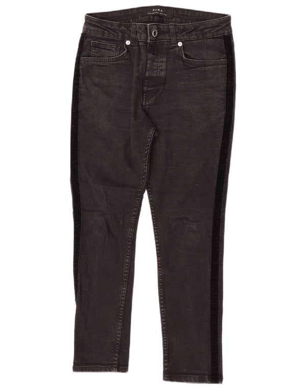 Zara Mens Cropped Jeans EU 38 Small W30 L24 Black Colourblock