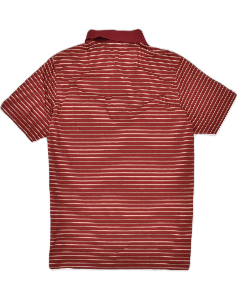 VINTAGE Mens Polo Shirt Medium Maroon Striped Cotton | Vintage | Thrift | Second-Hand | Used Clothing | Messina Hembry 