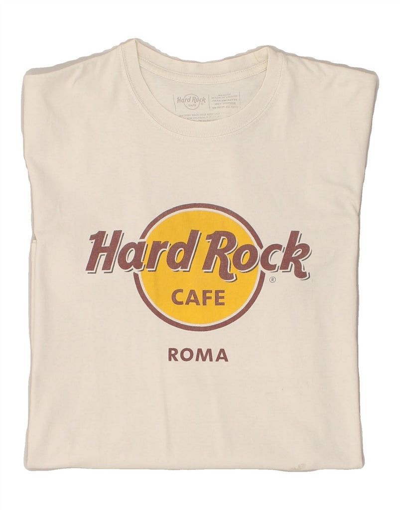 HARD ROCK CAFE Mens Roma Graphic T-Shirt Top Medium Off White Cotton | Vintage Hard Rock Cafe | Thrift | Second-Hand Hard Rock Cafe | Used Clothing | Messina Hembry 