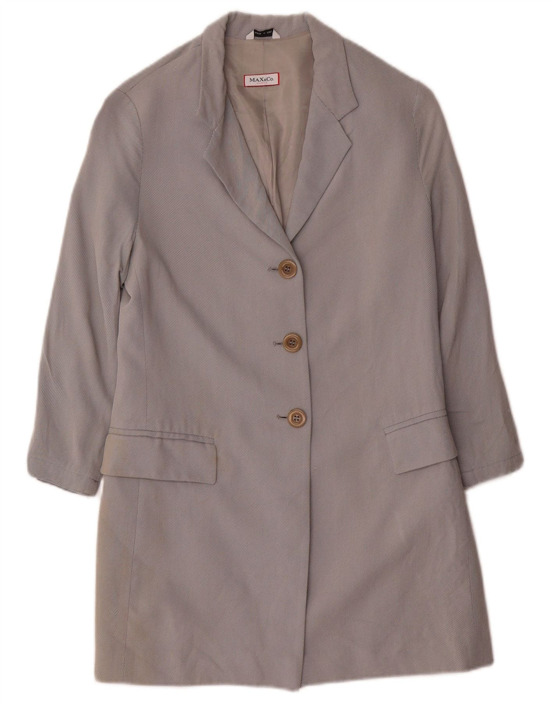Max & Co. Womens Longline 3 Button Blazer Jacket UK 10 Small Grey Viscose