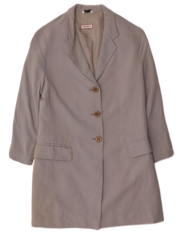 Max & Co. Womens Longline 3 Button Blazer Jacket UK 10 Small Grey Viscose
