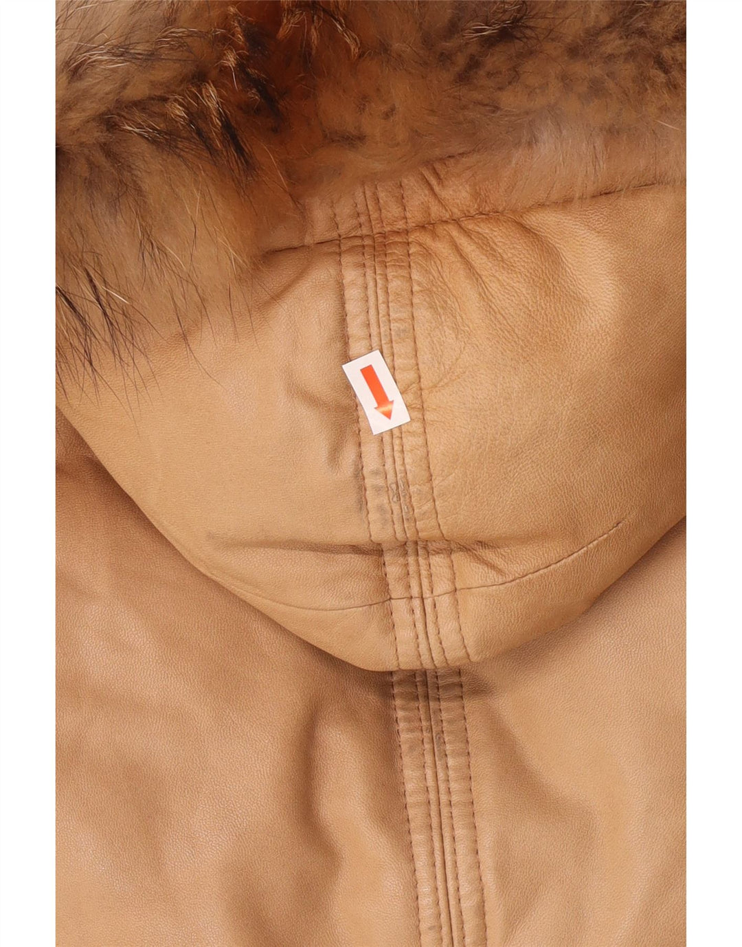 PEUTEREY Womens Hooded Padded Leather Jacket UK 10 Small Brown Leather