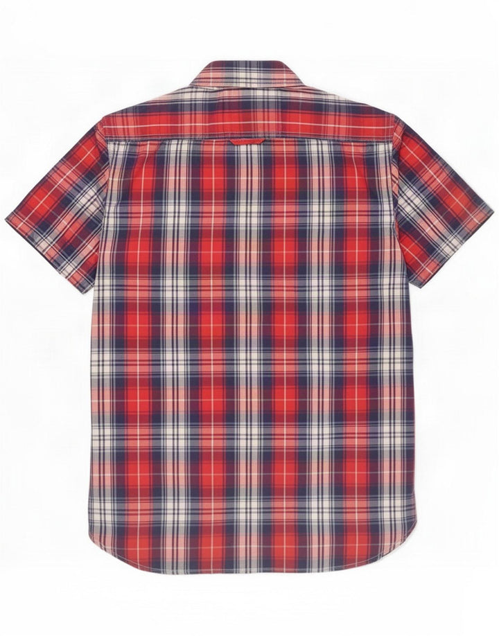 Superdry Mens Short Sleeve Shirt Large Red Check