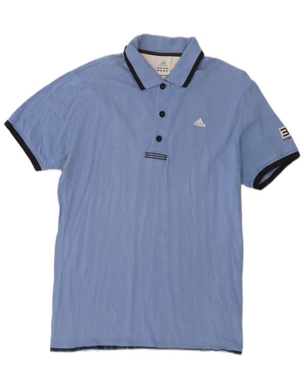 Adidas Mens Graphic Polo Shirt UK 40/42 Medium Blue Colourblock Cotton