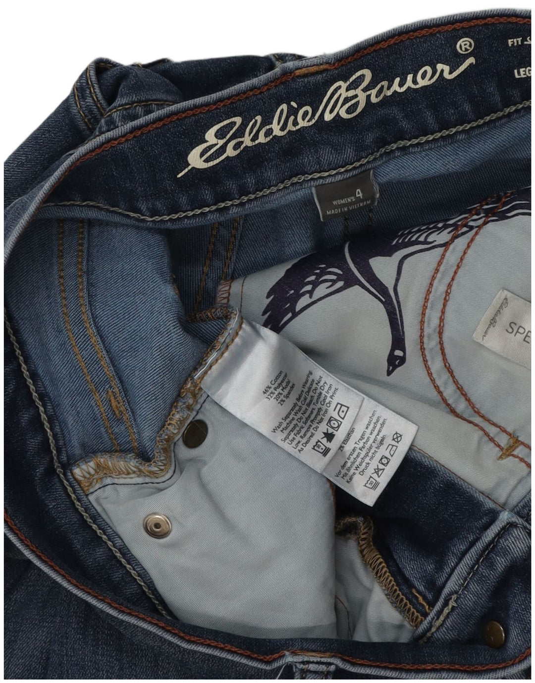 EDDIE BAUER Womens Slightly Curvy Slim Jeans US 4 Small W28 L30 Blue