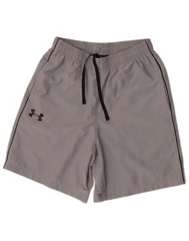 Under Armour Mens Heat Gear Graphic Sport Shorts Small  Grey Polyester
