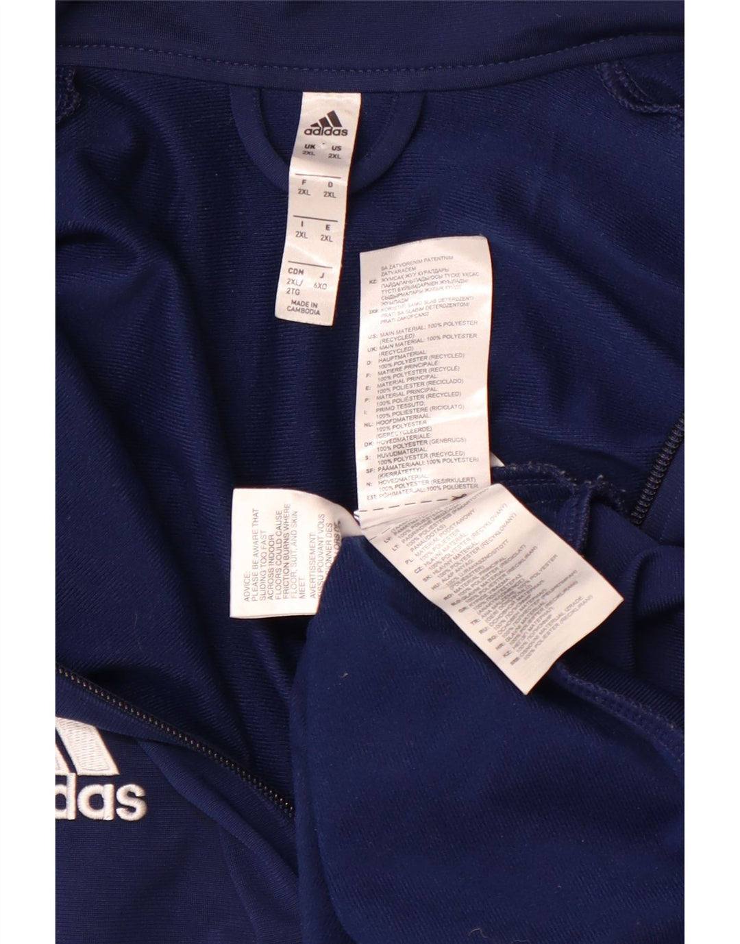 ADIDAS Mens Tracksuit Top Jacket 2XL Navy Blue Polyester