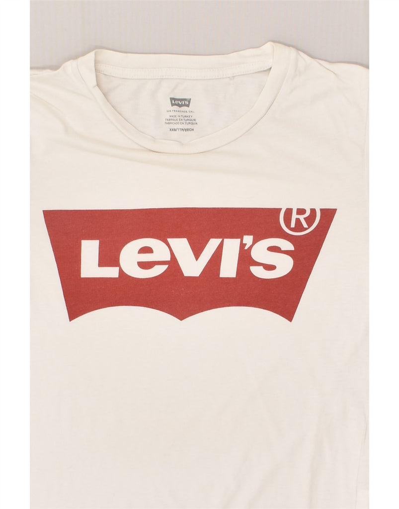 LEVI'S Womens Graphic T-Shirt Top UK 2 2XS Off White | Vintage Levi's | Thrift | Second-Hand Levi's | Used Clothing | Messina Hembry 