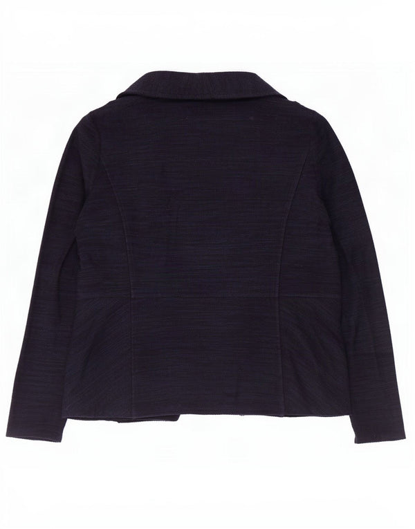 Marks & Spencer Womens Open Blazer Jacket UK 14 Large Navy Blue Cotton
