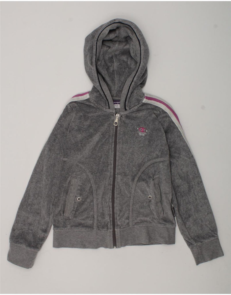 CHAMPION Girls Zip Hoodie Sweater 7-8 Years Small  Grey | Vintage Champion | Thrift | Second-Hand Champion | Used Clothing | Messina Hembry 