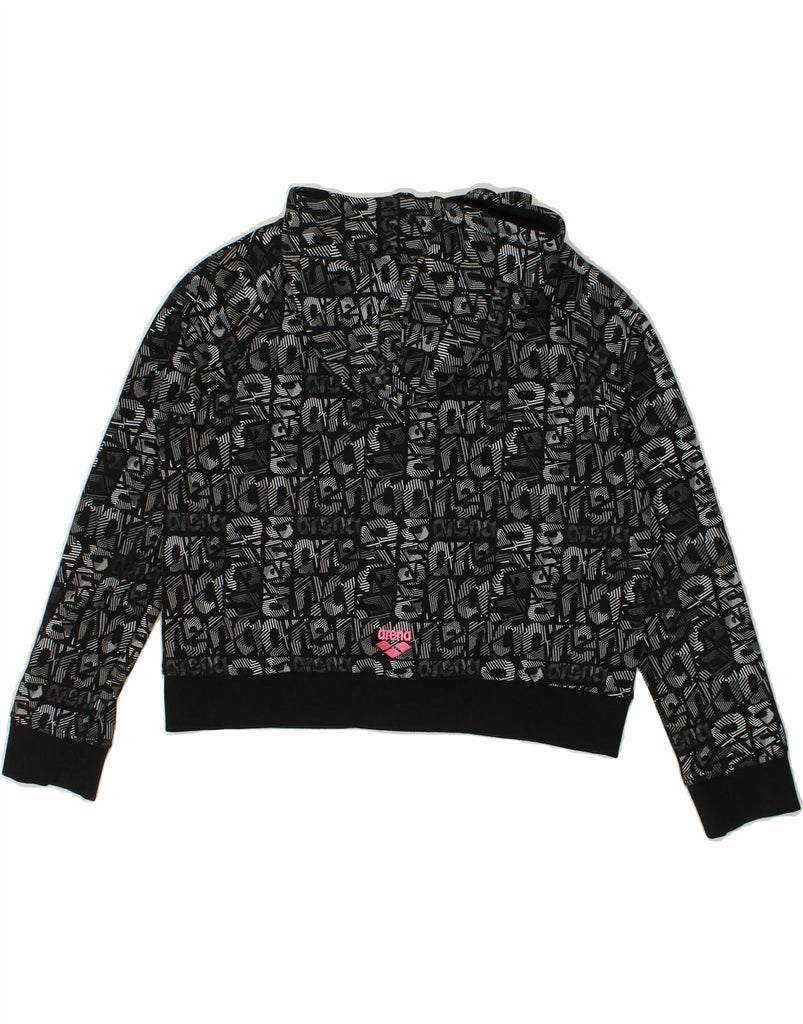 ARENA Girls Crop Abstract Pattern Zip Hoodie Sweater 9-10 Years Black | Vintage Arena | Thrift | Second-Hand Arena | Used Clothing | Messina Hembry 