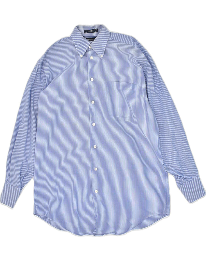 NAUTICA Mens Shirt Size 15 1/2  Medium Blue Pinstripe Cotton | Vintage Nautica | Thrift | Second-Hand Nautica | Used Clothing | Messina Hembry 