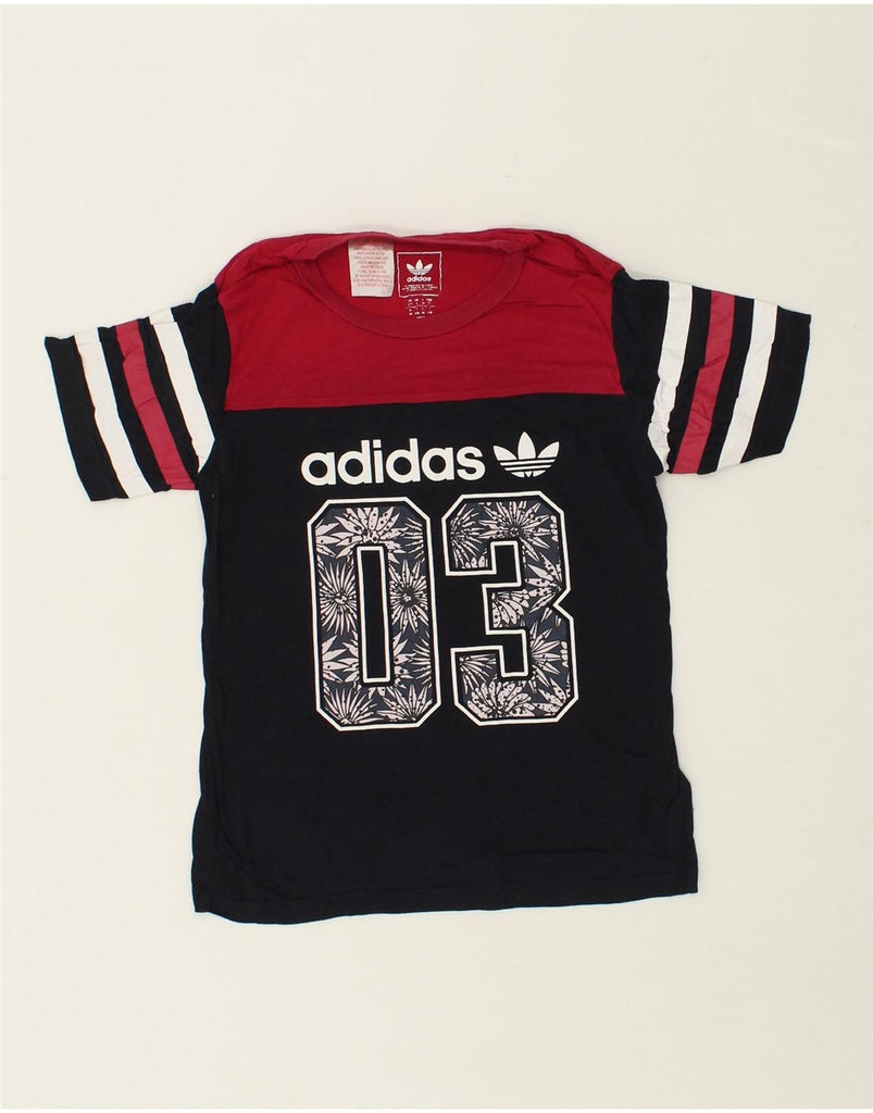 ADIDAS Boys Graphic T-Shirt Top 8-9 Years Black Colourblock Cotton | Vintage Adidas | Thrift | Second-Hand Adidas | Used Clothing | Messina Hembry 